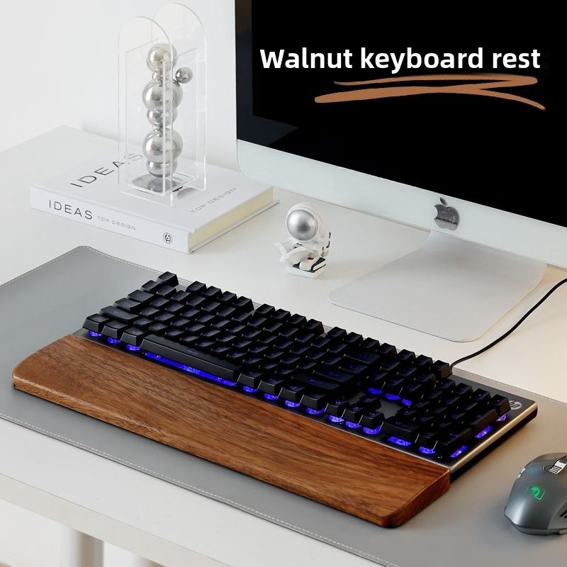 Tech For Office - ที่พักข้อมือไม้แท้สำหรับคีย์บอร์ดและแผ่นรองเมาส์ รองรับข้อมือสำหรับเล่นเกมและทำงาน คีย์บอร์ดแบบกลไก ที่พักข้อมือไม้แบบเรียบง่าย