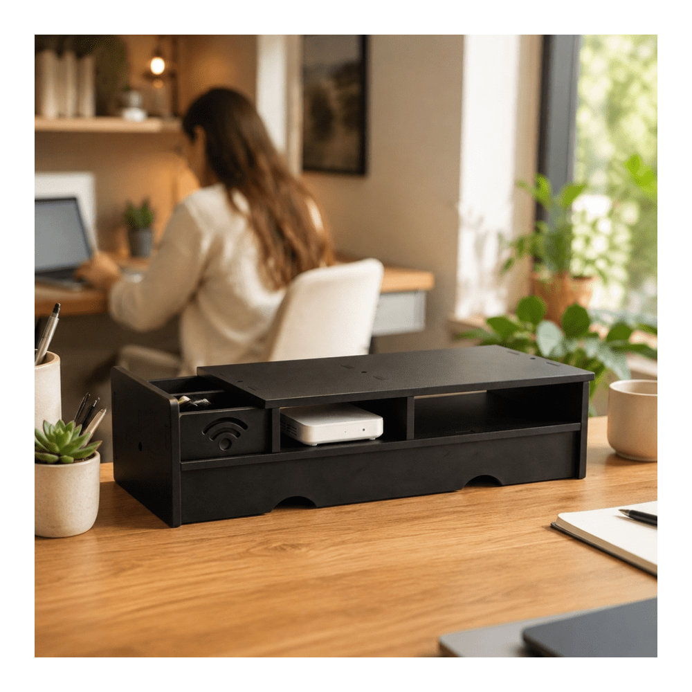 กล่องเก็บเราเตอร์ WiFi สีดำด้า - Office Tech And Space บทวิจารณ์และราคา
